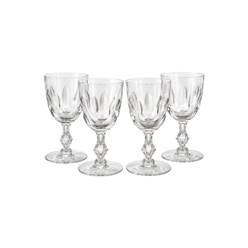 1930s Bryce Brothers #670 Diamond Optic Crystal Water Goblets Set of 4